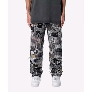 New MNML Pants Mens 32 Patchwork Panelled Blanket‎ Madras Jeans